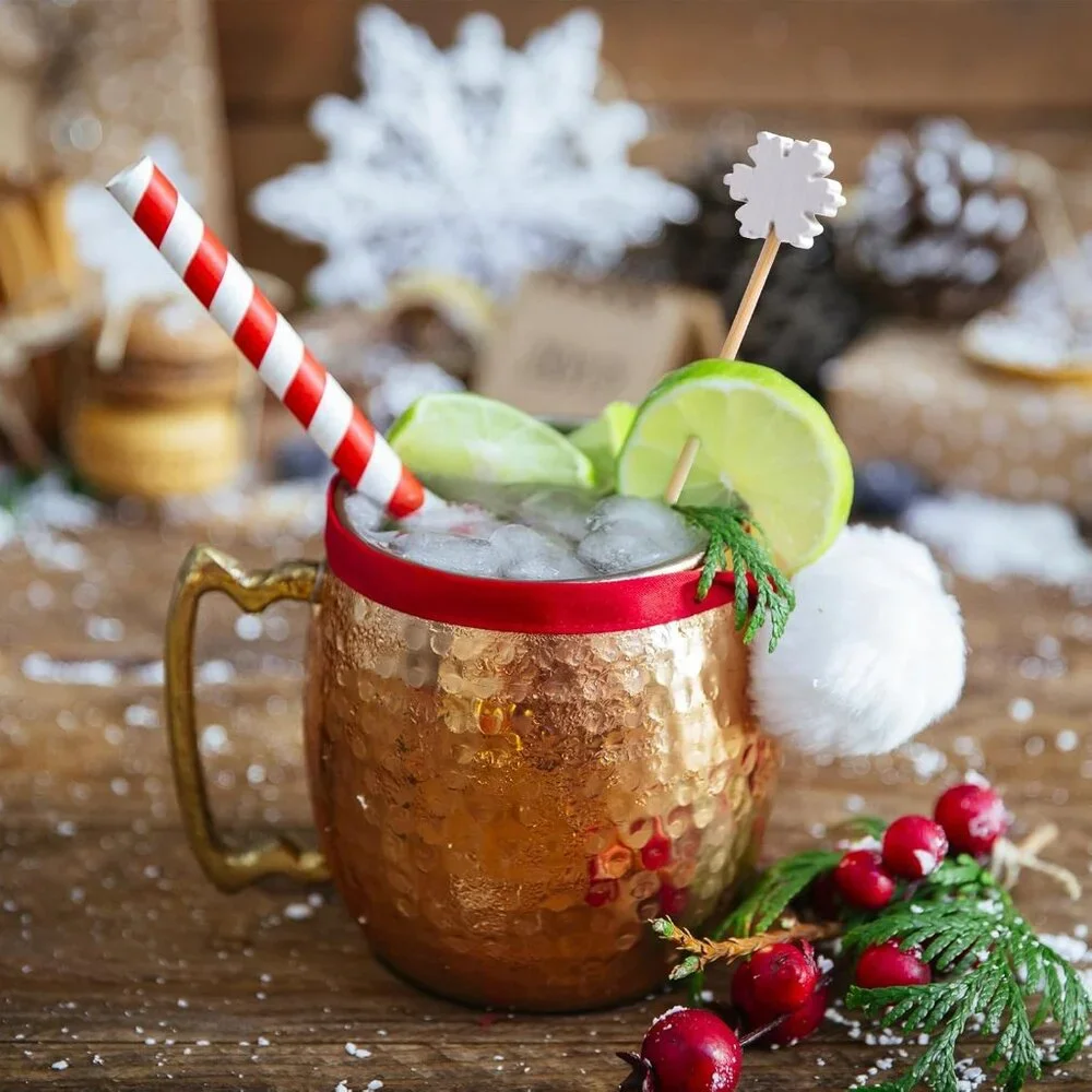 100-Pack Snowflake Bamboo Cocktail Picks - 5 Inch Perfect for Holiday Appetizers